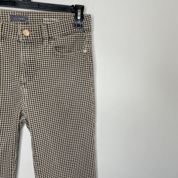 DL1961 Pants Womens 26 Brown Houndstooth 5-Pocket Mara Straight Mid Rise Ankle - Picture 2 of 14